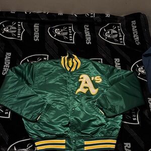 Green Satin Jacket with Yellow Accents